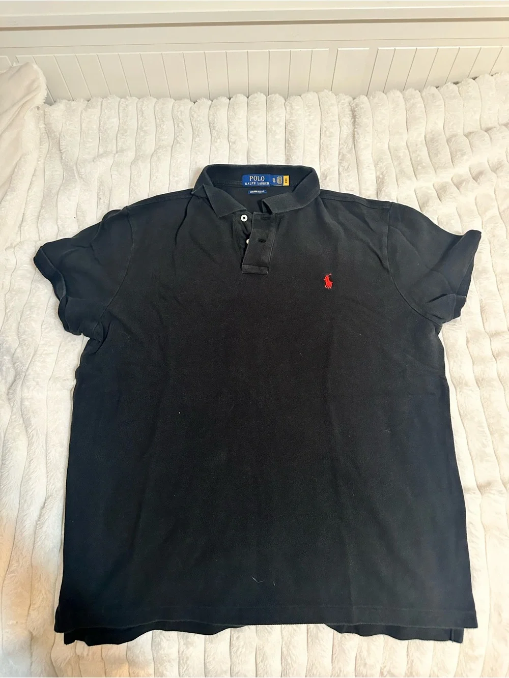 Ralph Lauren Black Polo Shirt with Red Pony Embroidery